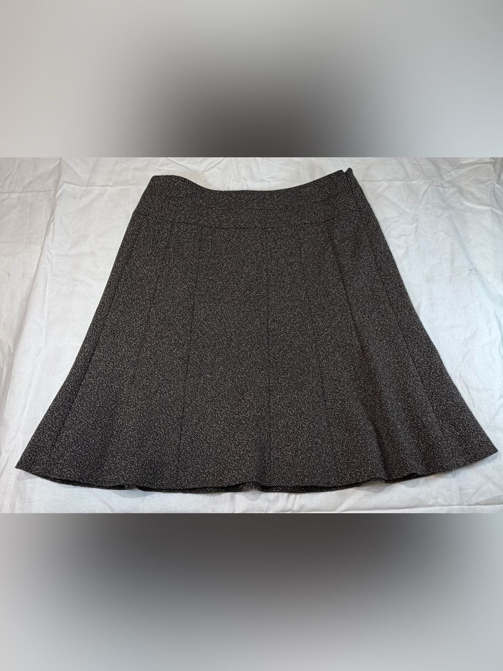 ANTONIO MELANI Brown Herringbone A-Line Skirt